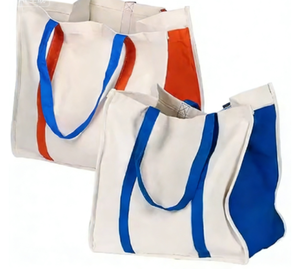 2025 Custom Women's <b>Large</b> Capacity Minimalist Casual Oversized Shopping Tote Double-Sided Back Striped Canvas Shoulder <b>Bag</b> - Product Image 1