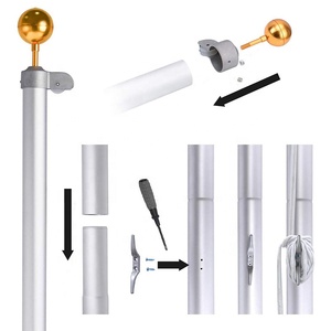 20ft tiang bendera Promosi konstruksi taman luar ruangan aluminium 3 "x 5" Kit atas bola emas 6M spanduk bendera perak - Product Image 2