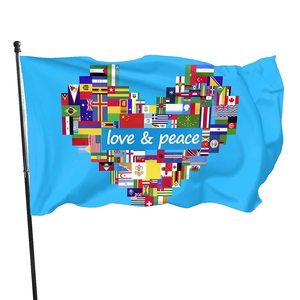 Bandera de la paz mundial para el hogar, patio, jardín, césped, decoración al aire libre, colorido, amor, 3x5 pies, poliéster de alta calidad - Product Image 1