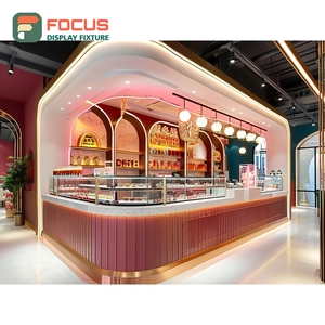 Professional Coffee Service <b>Counter</b> Checkout Shelf Condiment Station Walnut Cafe <b>Counter</b> Display - Product Image 5