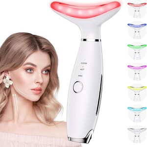 Masajeador facial y de cuello, dispositivo de belleza reafirmante recargable por USB con luz de 7 colores para limpieza y mejora de la piel - Product Image 1