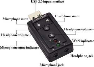 Adaptador <span class=keywords><strong>de</strong></span> <span class=keywords><strong>Audio</strong></span> 7.1 con Micrófono USB <span class=keywords><strong>para</strong></span> <span class=keywords><strong>PC</strong></span>, <span class=keywords><strong>Tarjeta</strong></span> <span class=keywords><strong>de</strong></span> Sonido 2 en 1, 7.1/71 USB 2.0/20, Mini Adaptador <span class=keywords><strong>de</strong></span> <span class=keywords><strong>Tarjeta</strong></span> <span class=keywords><strong>de</strong></span> Sonido USB con Conexión AUX - Product Image 4