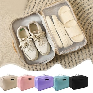 Sac de rangement pour chaussures de voyage portable, double couche, unisexe, en nylon respirant, grande capacité, fermeture éclair, réutilisable, résistant à l'eau - Product Image 4