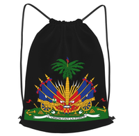 Sac à dos portable à cordon de serrage, motif national haïtien, grande capacité, pour sports de plein air, vente en gros personnalisée, offre spéciale