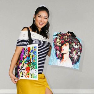 Bolsa de Compras de Lona con Estampado de Sublimación de Logotipo Personalizado, Diseño de Arte de Grafiti con Texto Africano para Mujeres, a Todo Color - Product Image 6