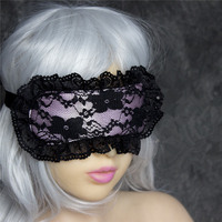 Masque et ensemble de restraints unisexe en dentelle de soie noire pour jeux de couple adultes, équipement BDSM, restraints Dominatrix, vente en gros