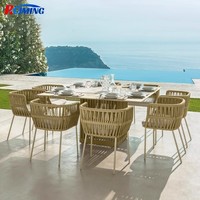 Conjunto de Comedor Moderno para Exteriores, Mesa de Comedor para Patio de 6-8 Personas y Sillas de Jardín para Patio, Hotel y Uso Comercial