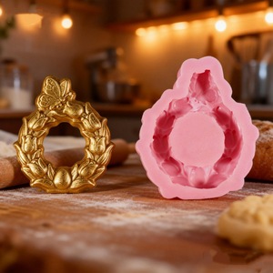 Tulip Relief Wreath Silicone Mold Round Easter Cake Decoration Baking Supply - Product Image 4