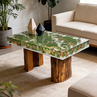 Table basse rectangulaire en résine époxy avec design paysage montagneux en bois pour salon et mobilier de maison