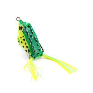 Set de 5 señuelos de pesca de rana artificial de superficie con cola larga para pesca en el fondo del lago, ideales para lubina. - Product Image 4