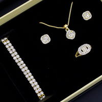 Montre de luxe en diamant pour femmes, ensemble de bijoux 5 pièces, bracelet en alliage, collier, boucles d'oreilles, bague, cadeau pour femmes