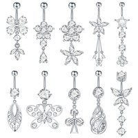 Lingchee acier inoxydable luxe Zircon cristal externe fileté nombril anneaux femmes nombril anneaux Ombligo Piercing bijoux