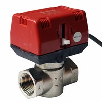 Katup Penutup Motor Listrik Kuningan 2 Arah DN25 220VAC untuk Fan Coil AC Sentral