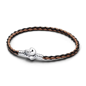 Pulsera de Cuero Tejido con Dijes de Plata 925 Clásica, Pulseras <span class=keywords><strong>Originales</strong></span> de Cuentas DIY, Adecuadas para Regalos de Cumpleaños para Mujeres - Product Image 4