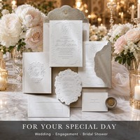 Tarjetas de Invitación de Boda de Lujo con Impresión Digital Offset en Algodón de 600 g/m², Relieve Esculpido Barroco en 3D para Planificador