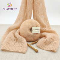 Fil de mohair de luxe super fin, mélange de mohair, nylon et laine mérinos, doux, moelleux et léger, pour tricot à la main, crochet, châle, pull