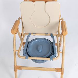 Стул-туалет для взрослых и пожилых людей с подлокотниками, выдерживающий нагрузку до 136 кг, складной, из алюминиевого сплава с текстурой под дерево, для спальни, безопасный - Product Image 4