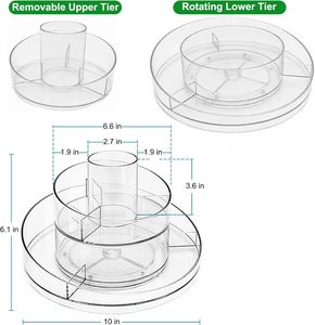 Organizador de Maquillaje Giratorio 360°, Transparente, de Plástico Ecológico, Moderno, Bandeja Giratoria para Joyería y Cosméticos, Modelo 2 - Product Image 2