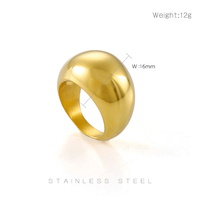 Bagues de grande taille en acier inoxydable plaqué or hautement poli pour hommes, style classique de mariage avec surface brillante