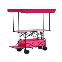 Chariot pliable en fer avec pare-soleil amovible, structure portable épaissie et allongée, pour marché, plage, loisirs et camping