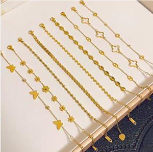 سوار معصم ماسي منقط بأربع أوراق برسيم ذهبي من الفولاذ المقاوم للصدأ من العلامة التجارية الأمريكية ، سوار صغير رائع على شكل كرة للهدايا - Product Image 3