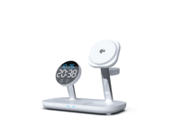 Chargeur sans fil magnétique 3 en 1 avec horloge et support pour écouteurs, sortie 15W