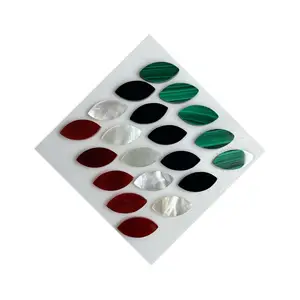 Double Flat Marquise Shape 7x14.3x2.2mm Natural White MOP Onyx Carnelian Malachite Leaf Gemstones On Sale