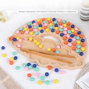 बच्चा शैक्षिक मोंटेसरी लकड़ी खूंटी बोर्ड मोती खेल पहेली रंग छँटाई स्टैकिंग गिनती खिलौना