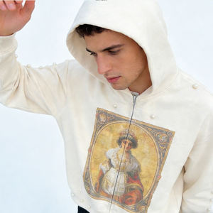 Men's Rhinestone Zip Hoodie Acid Wash Vintage Autumn Terry Heavyweight Fleece Streetwear Custom Logo Manufacturer Wholesale - Product Image 2