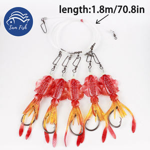Deep Drop High Carbon Steel Deep Sea Squid Lure Fishing Rig with Tuna Hook 16/0 for Snapper &amp; <strong>Bass</strong> - Product Image 5