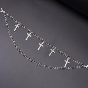 Martin <b>Boot</b> Double Layer Rhinestone Cross <b>Chain</b> Shoe <b>Chain</b> Round Toe Rubber Outsole Fashion Trend Accessory - Product Image 4