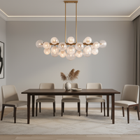 Suspension moléculaire moderne Jingshi Lighting en or, avec globes en verre givré effet craquelé, élégante décoration pour salle à manger