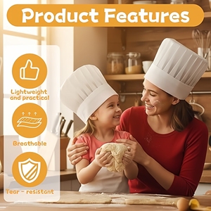 Chapeau <span class=keywords><strong>de</strong></span> chef jetable en papier 29x29cm, casquette <span class=keywords><strong>de</strong></span> cuisine pour la restauration et le service alimentaire - Product Image 4