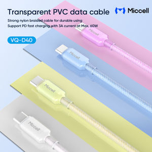 Miccell type c 60 watt câble alimentation pd charge rapide données Type C câble Nylon tressé tipo c câble de données mobile pour <span class=keywords><strong>iphone</strong></span> - Product Image 2