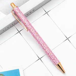 闪亮闪光桶玫瑰金可伸缩金属圆珠笔定制圆珠笔，用于促销和学校办公用品