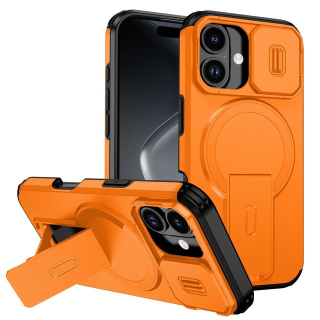 Magnetic Phone Case With Camera Slide Cover & Kickstand Slim PC Shockproof Bumper Case for iPhone 13/14/15/16/17 Series