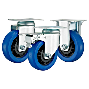Ruedas Giratorias <span class=keywords><strong>de</strong></span> Goma Elástica <span class=keywords><strong>de</strong></span> 3, 4 y 5 Pulgadas, Color Azul, Resistencia Media, para Carretillas Industriales - Product Image 1