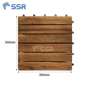 Dalles de terrasse en bois d'acacia brun à 6 lattes, dalles de sol extérieures à emboîtement, dalles de pavage pour jardins et zones de piscine - Product Image 4