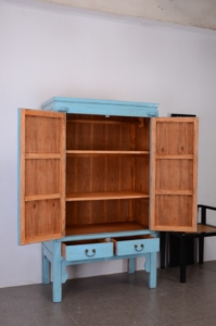 Cổ Trung Quốc Rắn Gỗ Phòng Khách Tủ Thân Thiện Với Môi Bầu Trời Màu Xanh Sơn Mài Kết Thúc Đôi Cửa Nhà Bếp Phòng Ngủ Khách Sạn Nhập - Product Image 5