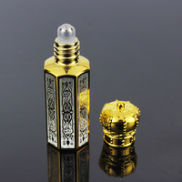 Roll-on d'huile essentielle de luxe en verre, style Dubaï, classique moyen-oriental, avec perles électroplaquées et motif dragon, pour parfum