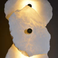 Lampe murale en laiton massif en forme de fleur, style nordique moderne, luxe léger, en albâtre naturel, pour villa, salon, chambre, hôtel, entrée