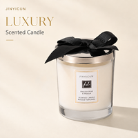Vela Aromática de Vidrio de Lujo Personalizada con Tapa de Lazo, Aroma Pera Inglesa y Fresia, Caja de Regalo, Marca Privada OEM para Decoración del Hogar y Venta al por Menor