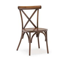 Chaise de restaurant empilable en bois grainé, style nordique simple, dossier croisé, pour événements et réceptions - Nouvelle collection