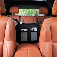 Organisateur universel pour siège de voiture en cuir PU de qualité supérieure, sac de rangement suspendu avec support pour tablette, poches pour gobelets/bouteilles et filet en maille pour sièges