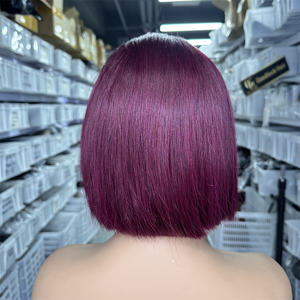 Goodluck pas cher vente en gros prix 13x4 frontal Bob 99j 8-14 pouces perruques de cheveux humains en vente - Product Image 5