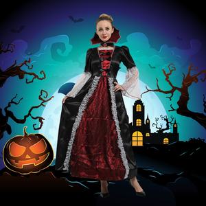 ハロウィーン吸血鬼フード付き女性ドレス女性ウィザードマジシャンドレスエレガントな吸血鬼デイム衣装 - Product Image 2