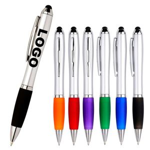 Custom 2 in 1 Advertising Promotional Gift <b>Pens</b> Plastic Stylus <b>Pen</b> Rubber Grip <b>Retractable</b> Screen Touch Ballpoint <b>Pen</b> - Product Image 1