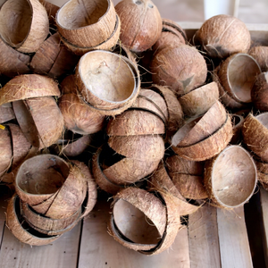 Coques de noix de coco naturelles, coques de noix de coco séchées, coques de noix de coco divisées en deux, matières premières agricoles pour l'emballage et l'artisanat - Product Image 1