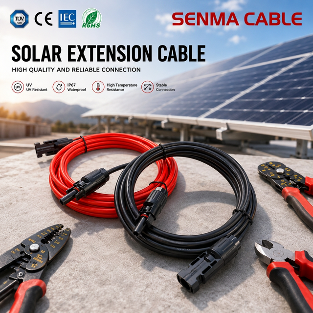 10mm Weatherproof PV Extension Cable with Connector , TUV Approved, Suitable for Long-term Outdoor Use