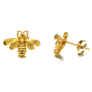 Mới Tùy Chỉnh Bền Cá Tính Ong Mật Tai Đinh tán Làm xỉn Vàng Miễn Phí Mạ Thép Không Gỉ Khắc Bee <span class=keywords><strong>Stud</strong></span> Bông Tai Cho Phụ Nữ - Product Image 1